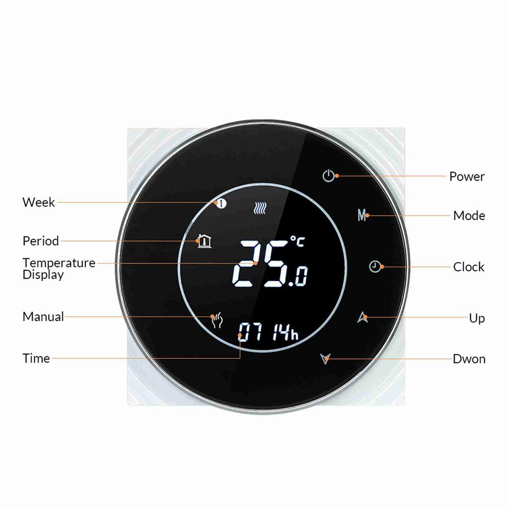 Programmable Gas Boiler Heating Thermostat Boiler Heating Temperature Controller LCD Touchscreen with Backlight Voice