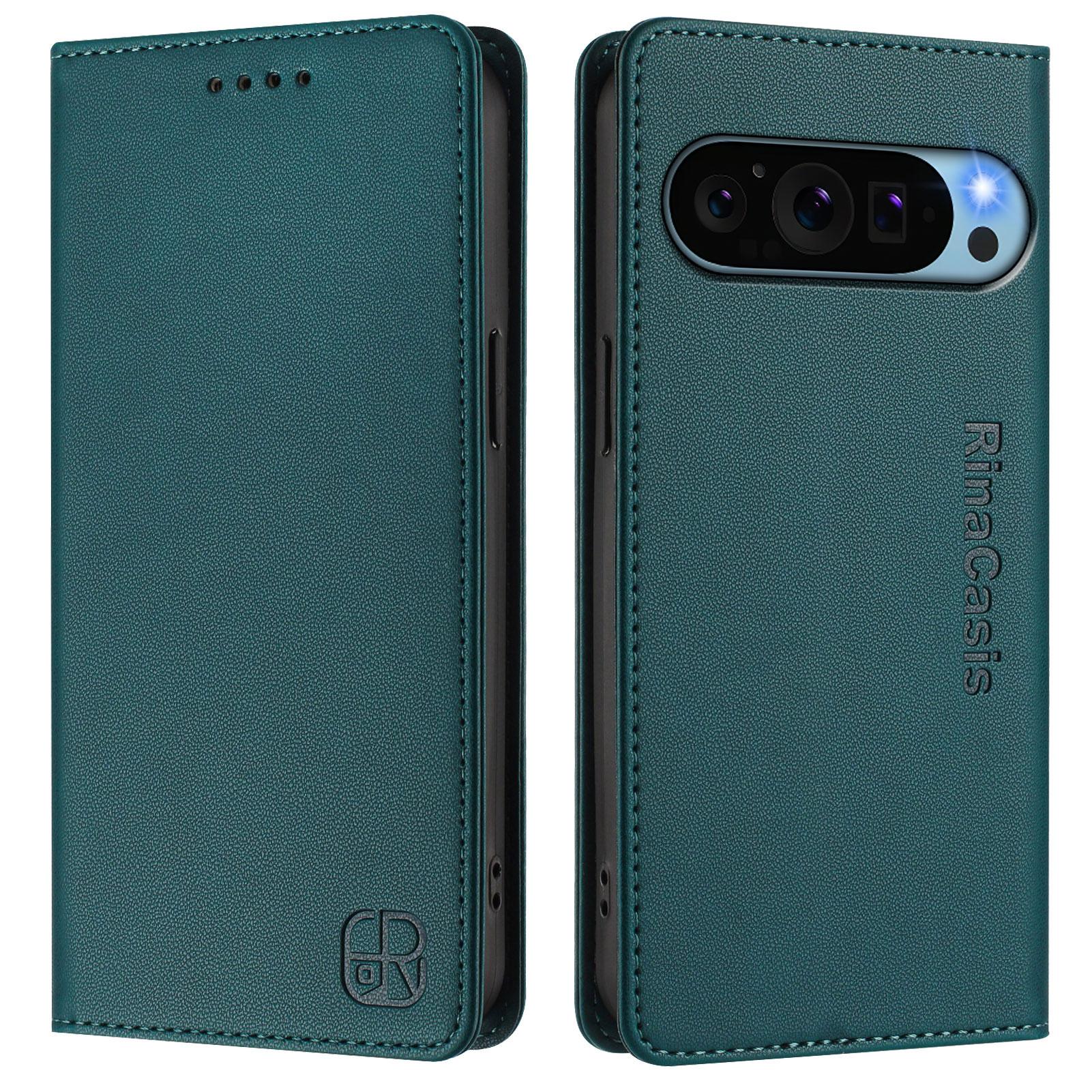 

Розкішний шкіряний чохол для OPPO Realme 14X/Realme C75 C61 C63/Realme12/Realme13 Слоти для блокування карт RFID Магнітний атракціон Стенд Протиударний фліп-чохол Realme C63 4G Global темно-зелений колір