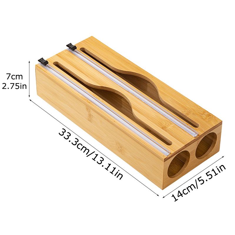 

1 шт. Ножи для пищевой пленки Ресторан 2-в-1 Органайзер для упаковки Daliy Бамбуковый для дома Алюминиевый резак для фольги Кухня 1 Диспенсер для резака 33.3*14*7cm