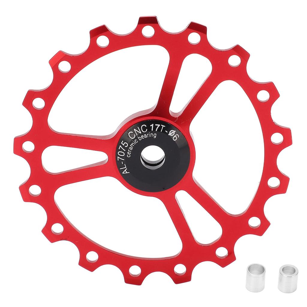 MEIJUN 17T Ceramic Rear Derailleur Guide Wheel Aluminum Alloy Rear Derailleur Pulley Wheel for Road Mountain BikeRed