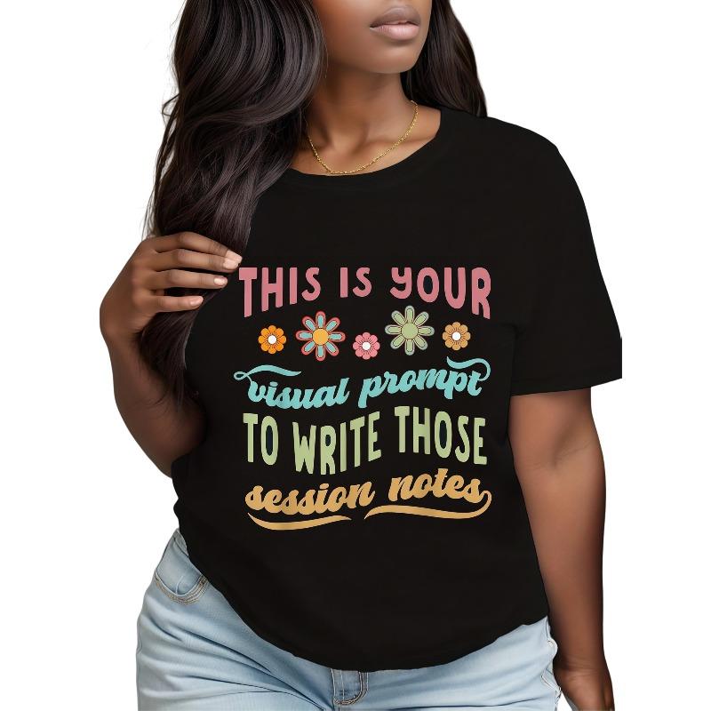 

Women s T-Shirt - Behavior Analyst Visual Prompts Writing Template with Session Note Sections, Short Sleeve Round Neck Casual Top S чёрный