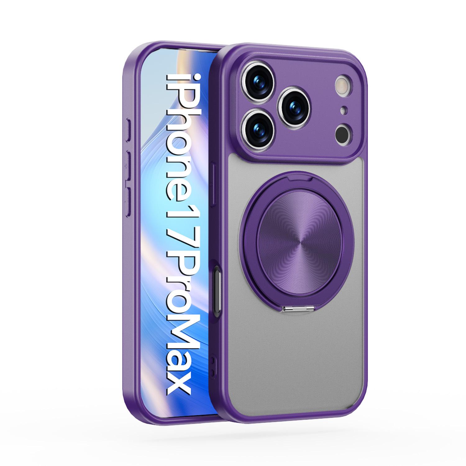 Apple 17 Pro Max Matte Protective Case with Rotating Magnetic Stand & Drop-Proof Design iPhone 13 темно-фиолетового