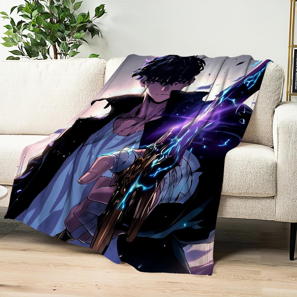 Hot Korean Anime S-Solo L-Leveling 2 Flannel Warm Comfort Soft Plush Blanket for Sofa Living Room Office Bedroom Travel Gift