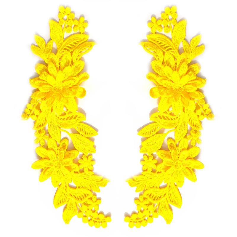 1 Paar Geborduurde Applicaties 3D Bloem Applicatie Voor Kleding Tas Kant Bloem DIY Hol Prachtige Badges Accessoires 23X8cm