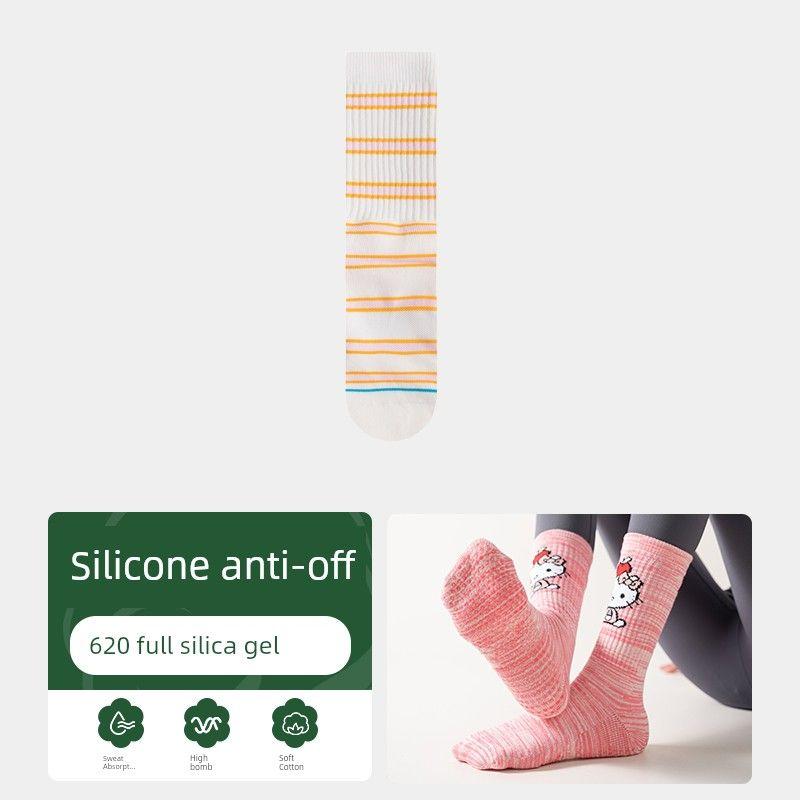 

Professional Yoga Socks Non-Slip Professional Pilates Socks Indoor Dance Fitness Room Socks Adult Yoga Socks 2 yellow stripes