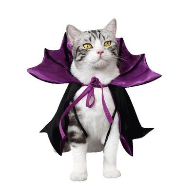 Bat Transformation Halloween Pet Costume Adjustable Stand-collar Cat Cosplay Cloak Bow Soft Fabric Small Dog Knight Cape Cat