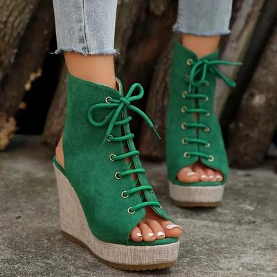 Fashion Super High Heel Modern Sandals Lace-up Solid Women's Shoes On Sale 2024 New Cross-tied Wedges Novelty Women's Sandals Sandálias