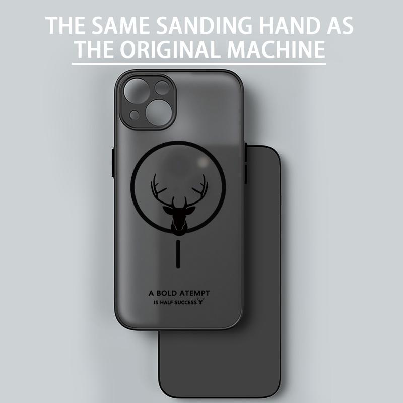 Für iPhone 16 15 Pro Max 14 13 12 11 Handyhülle Hirschdruck für Magsafe Matt Klar Weiche Kante Stoßfest Kabelloses Laden Magnetisch Hart PC Rückseite