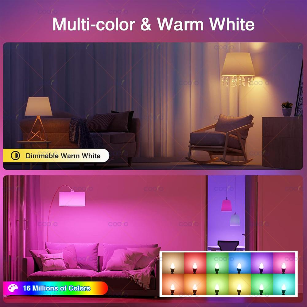 Tuya Wifi E14 Candle Lamp App Control Smart Lamp Bluetooth RGB+CW LED Light Dimmable — фото 2