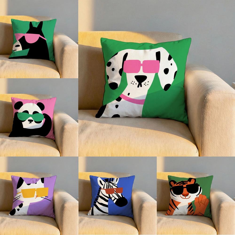 Cartoon Animal Cute Cushion Cover Soft Reversible Durable Pillow Cover MultiScene Use for Home Car Daily Comfort