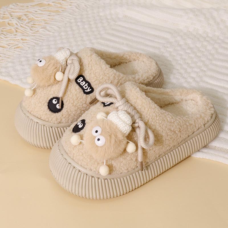 

Новые хлопковые тапочки с большими глазами женские осенне-зимние домашние нескользящие теплые мультяшные плюшевые женские хлопковые мопы 40-41 хаки