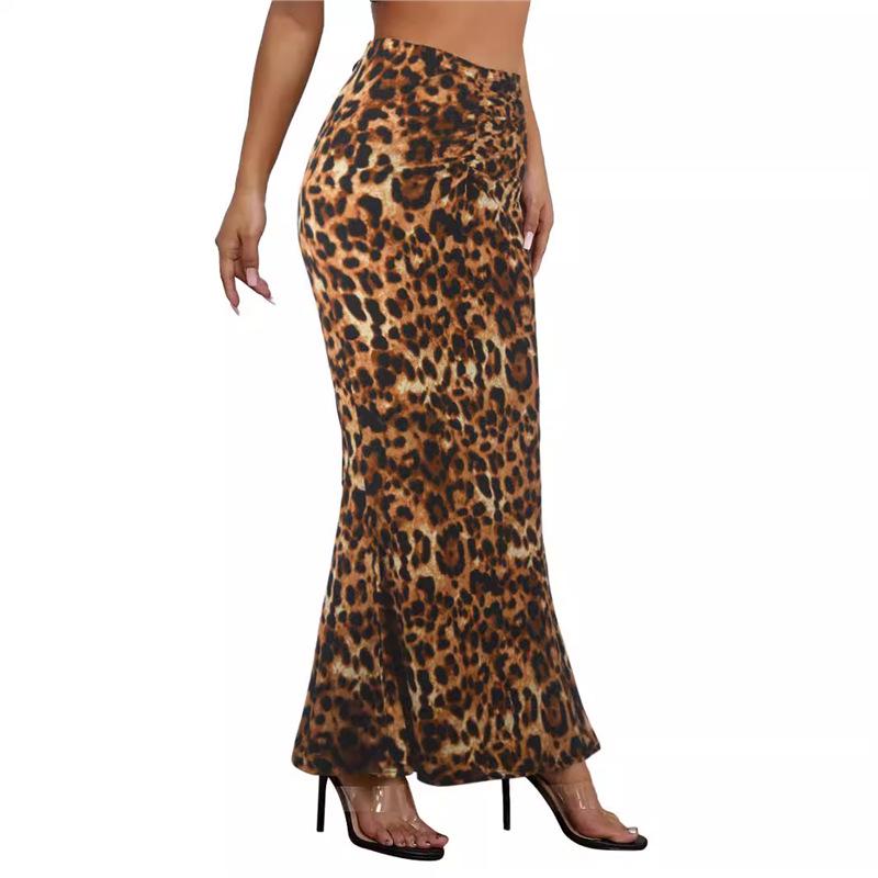 2024 Autumn/Winter Leopard Print Bodycon Mermaid Skirt