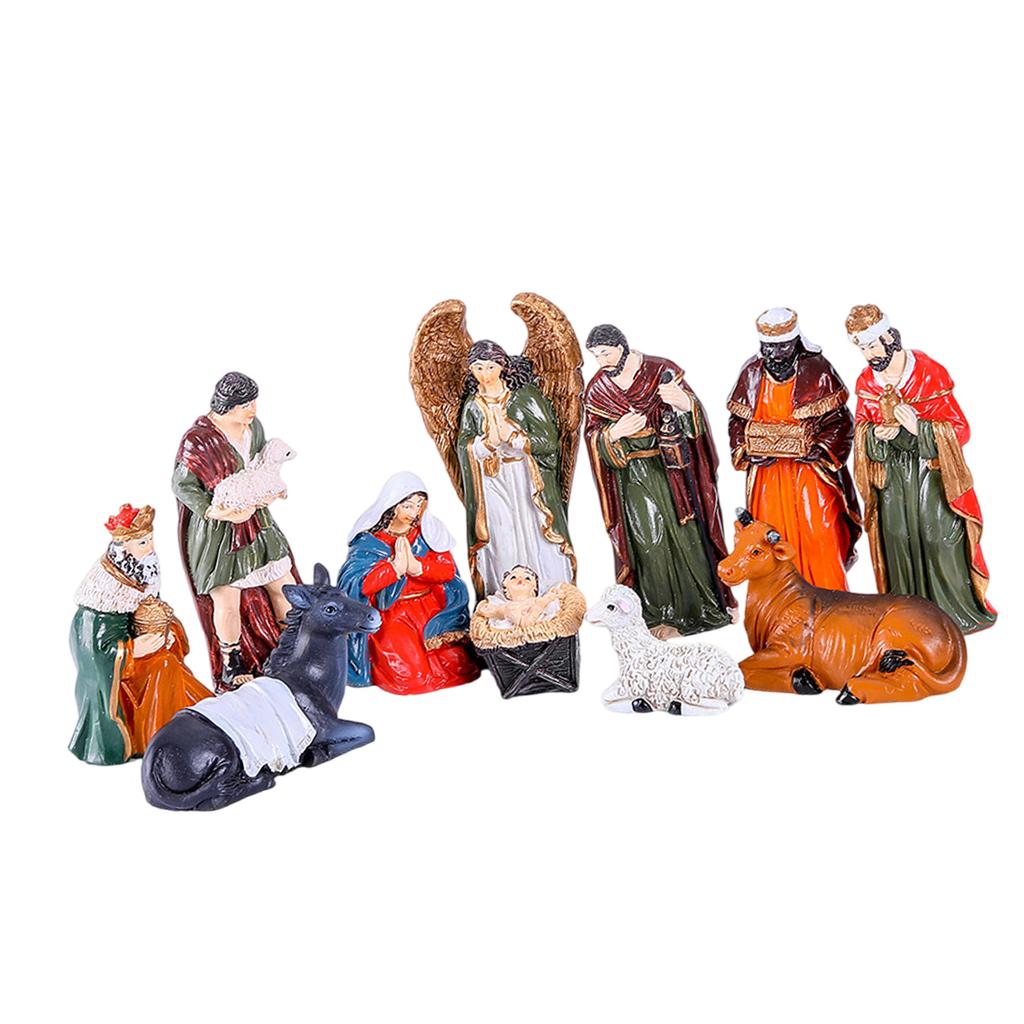 10cm Nativity Scene Holy Family Figurines Statue Set for Christmas Indoor Tabletop Decoration and Religious Gift Giving