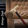 91.44 Cm Walking Stick Gold Brass T Handle, Engraved Design