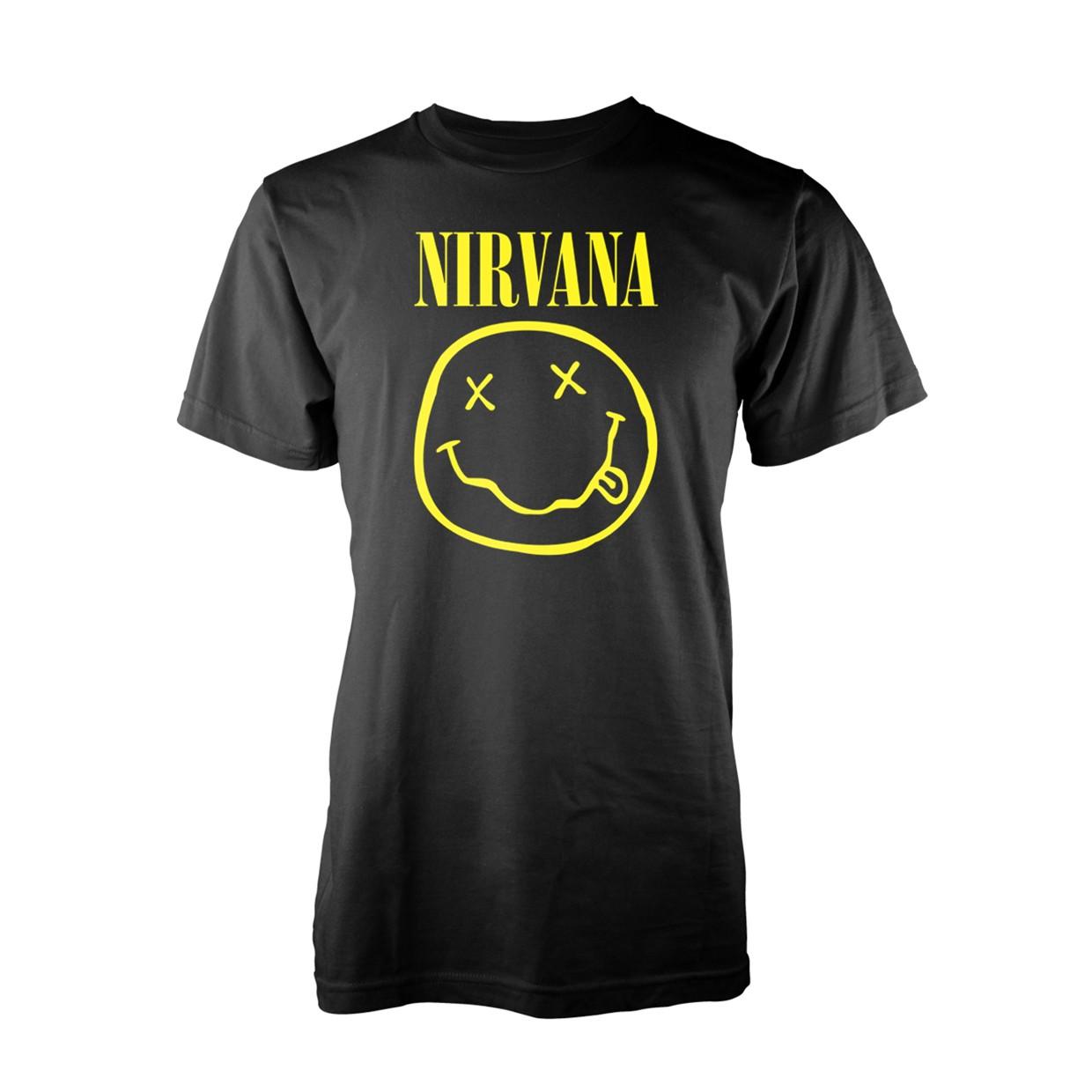 Men s Nirvana Smile Face Logo T-shirt X-Large Black XXXXL