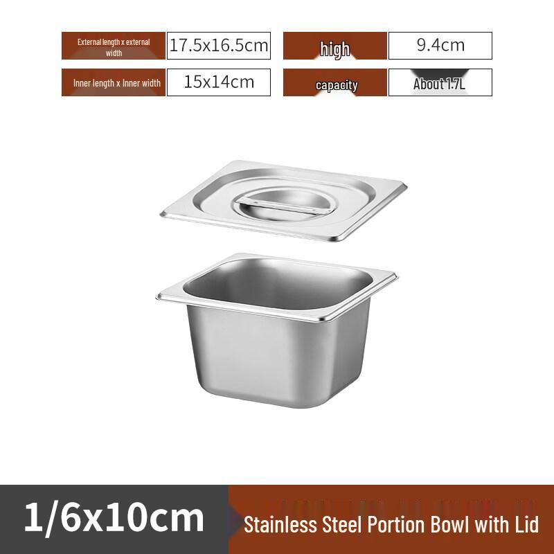 Commercial 316 Stainless Steel Food Pan with Lid