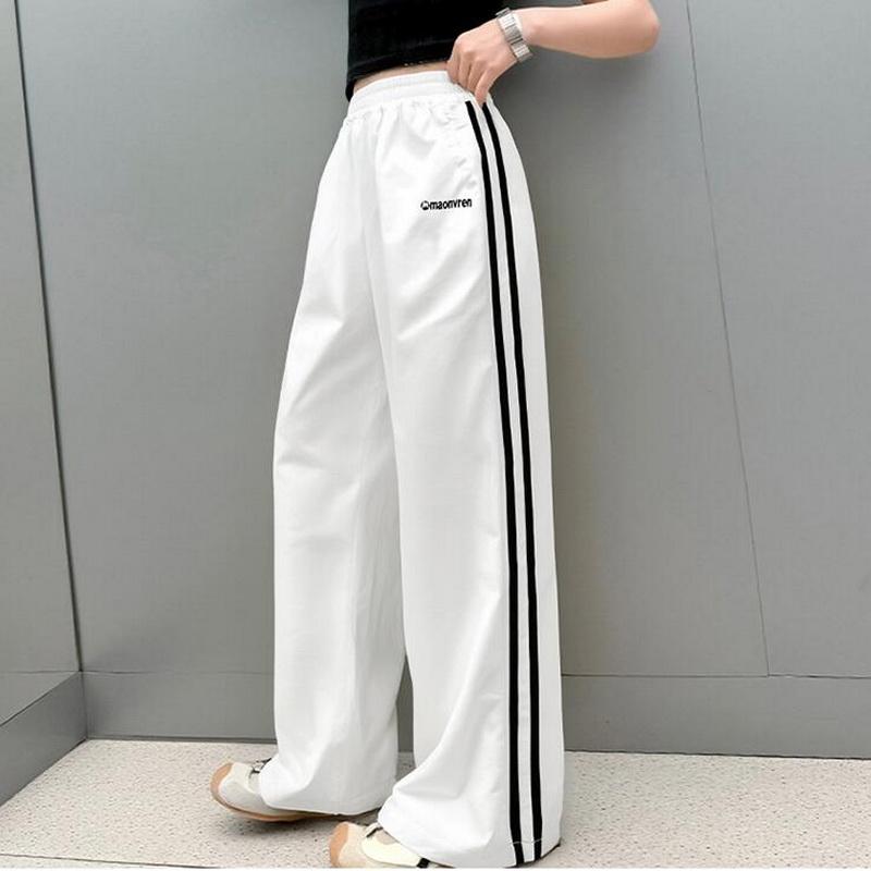 Girl Sports Pants Teenager Spring Wide-leg Casual Trousers 2025 New Children's Straight Loose Sweatpants Kids Autumn Clothing