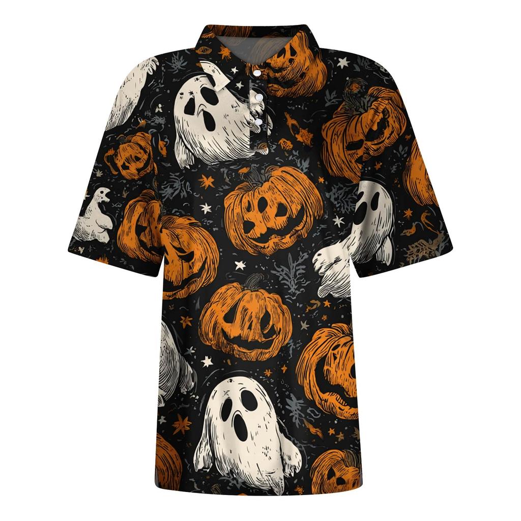 Dammode Casual Lapel kortärmad skjorta med tryckknappar för kvinnor