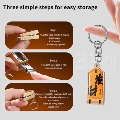 Mini Coupe-ongles Pliant en Acier Inoxydable avec Manche Porte-clés Coupe-ongles Rotatif Accessoires et Outils pour Ongles Petites Ciseaux