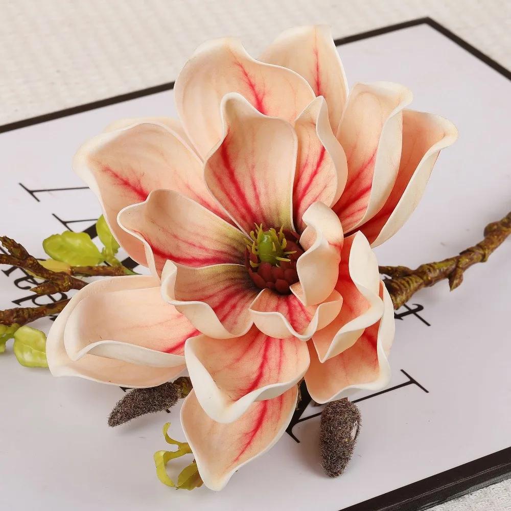 EVA Artificial Magnolia Branch Real Touch Floral Art Simulation Big Magnolia Handmade Artificial Orchid Flowers