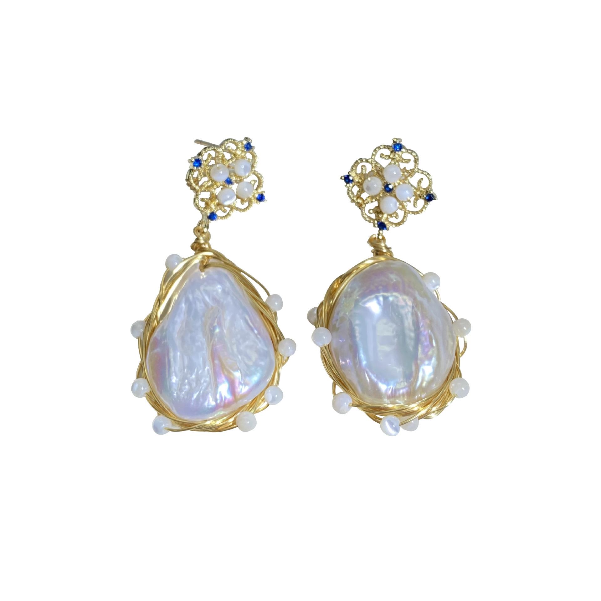 

Серьги в стиле ретро с жемчугом барокко Серьги и серьги нишевого дизайна Instagram Модные и свежие роскошные украшения