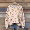 Long Sleeve Pullover Sweaters For Women O Neck Casual Cute Printing Knit Oversized Sweater