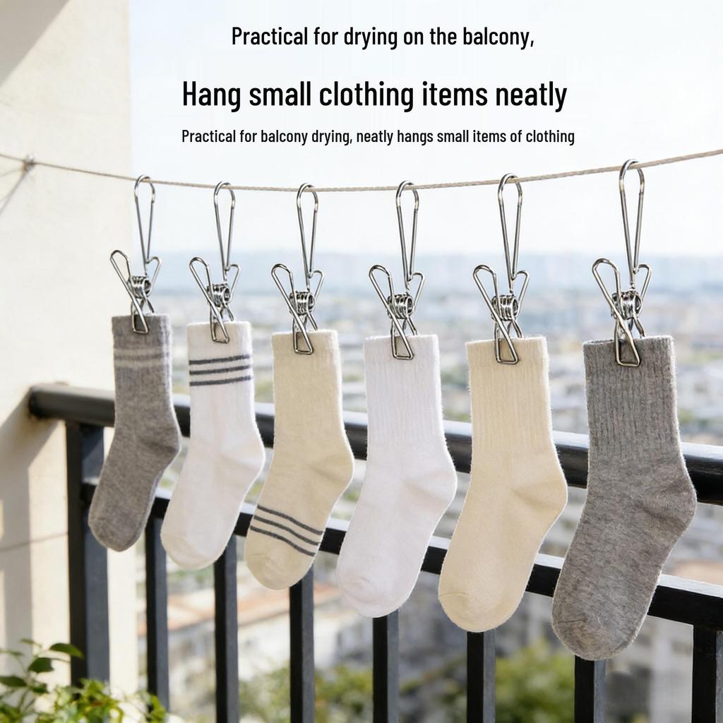 Nerezový víceúčelový háček a klip na sušení prádla