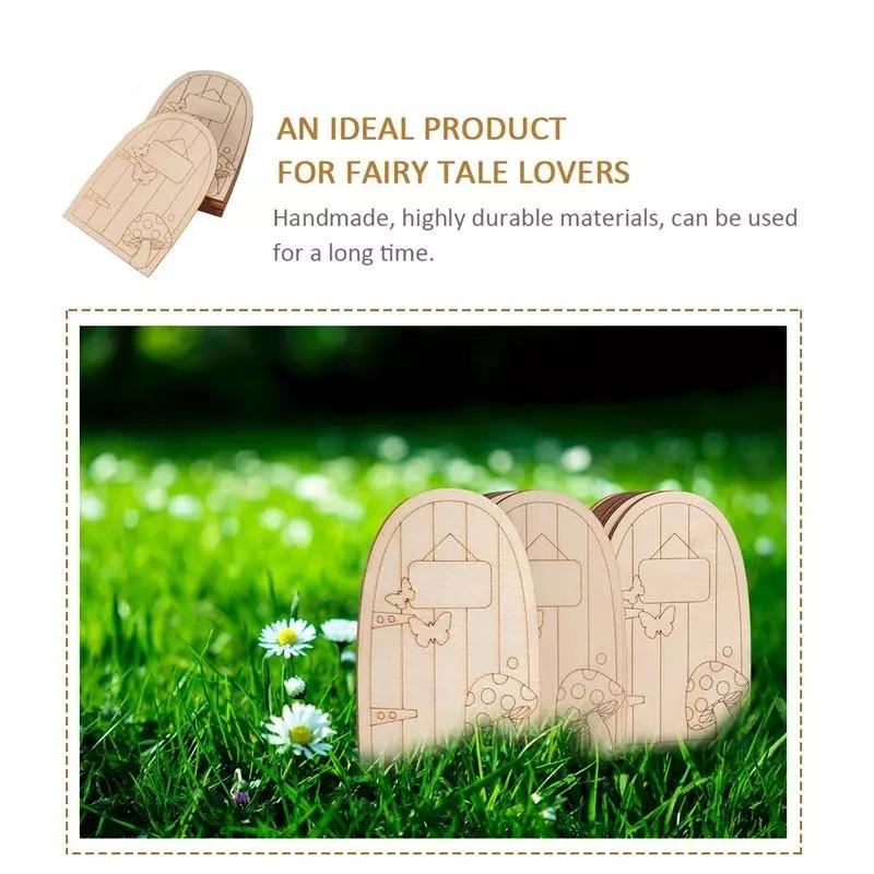 10pcs Fairy Door Miniature Wooden Garden Doors Windows Unfinished Window Mini House DIY Craft for Wall Home Party Decoration
