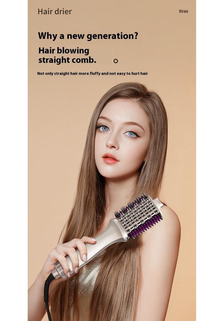 3-in-1 Multifunctional Hot Air Brush: Straightening, Curling & Volumizing Comb with Hair Dryer