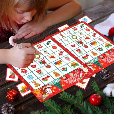 Christmas Bingo Game Set Festive Cards for Family Fun Interactive Party Activity Festive Bingo Playing Cards Set