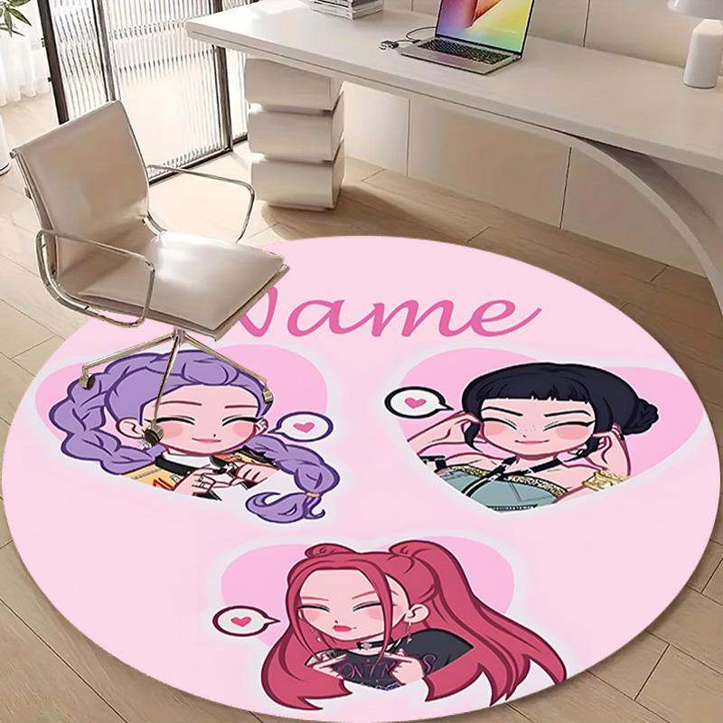 Personalized K-KPop Demon Hunters Round Chair Office Rug - Perfect for Mat, Office Chair & More - Ideal Gift for Birthdays and Holidays