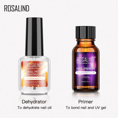 ROSALIND 15ML Nail Primer Gel Polish Nail Dehydrator No Need Curing Air Dry For Nails Art Base Top Coat Long Lasting Gel Lacquer