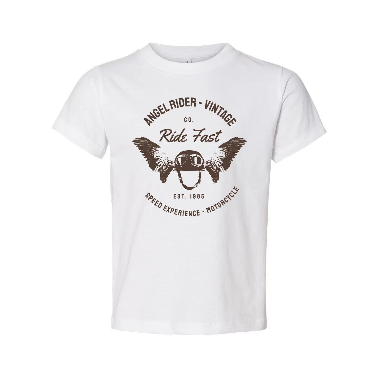 

Angel Rider Vintage Motorcycle Graphic T Shirt Unisex Ride Fast Est 1985 Speed E XL