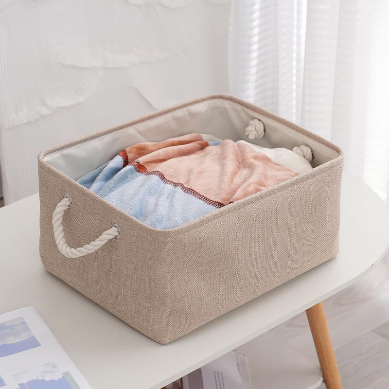 Stylish Linen Storage Basket Desktop Organizer for Home Office Organization