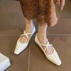 Folded cross buckle~ Wedge heel is small and annoying, sweet temperament flats, women's single shoes, fairy with skirt