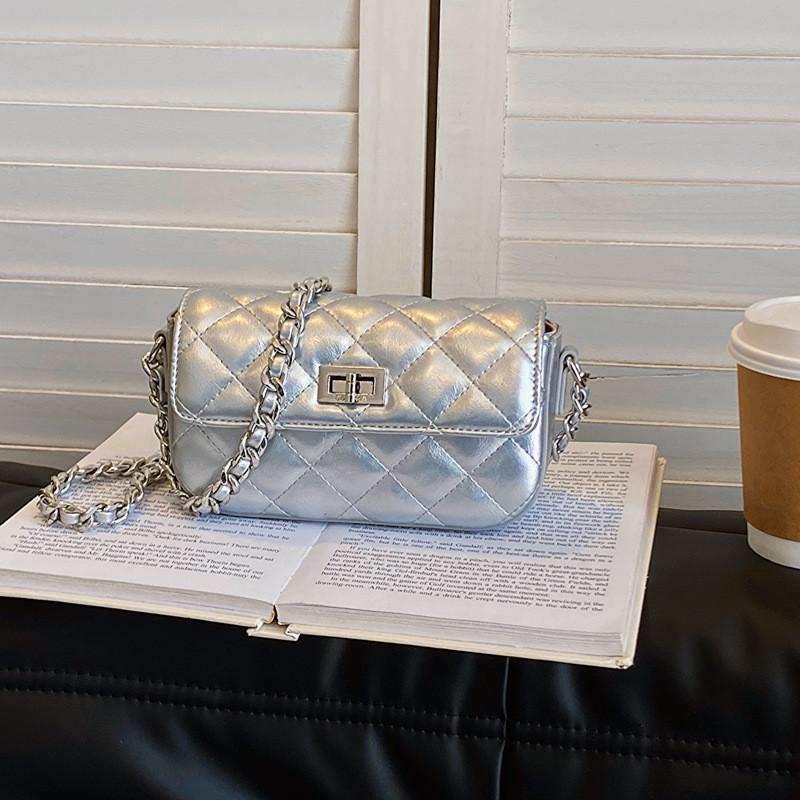 IELGY Diamond Chain Small Square Bag Niche Texture All-Match One-Shoulder Messenger Bag