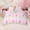 Homewish Chic Flower Floral Duvet Cover Set for Girls, Cute Bow Knot Bedding Set, Princess Blossoms Comforter Cover Set