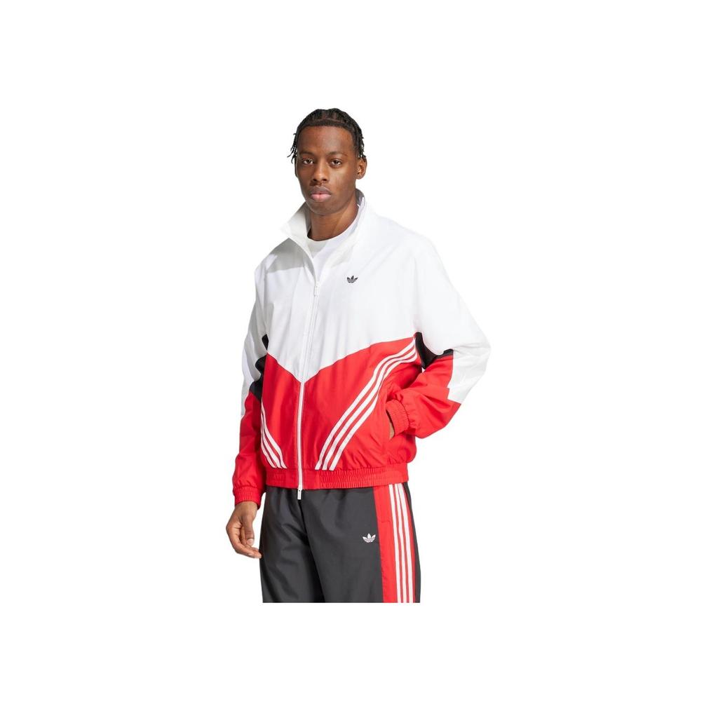 adidas Originals Logo Stripe Sportivo Casual Collo Alto Largo Giacca con Zip Uomo Giacca Rosso Chiaro KA4549