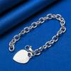 925 Sterling Silver 8-inch Exquisite Heart Pendant Bracelet, Women's Fashion Party Jewelry, Wedding Accessories