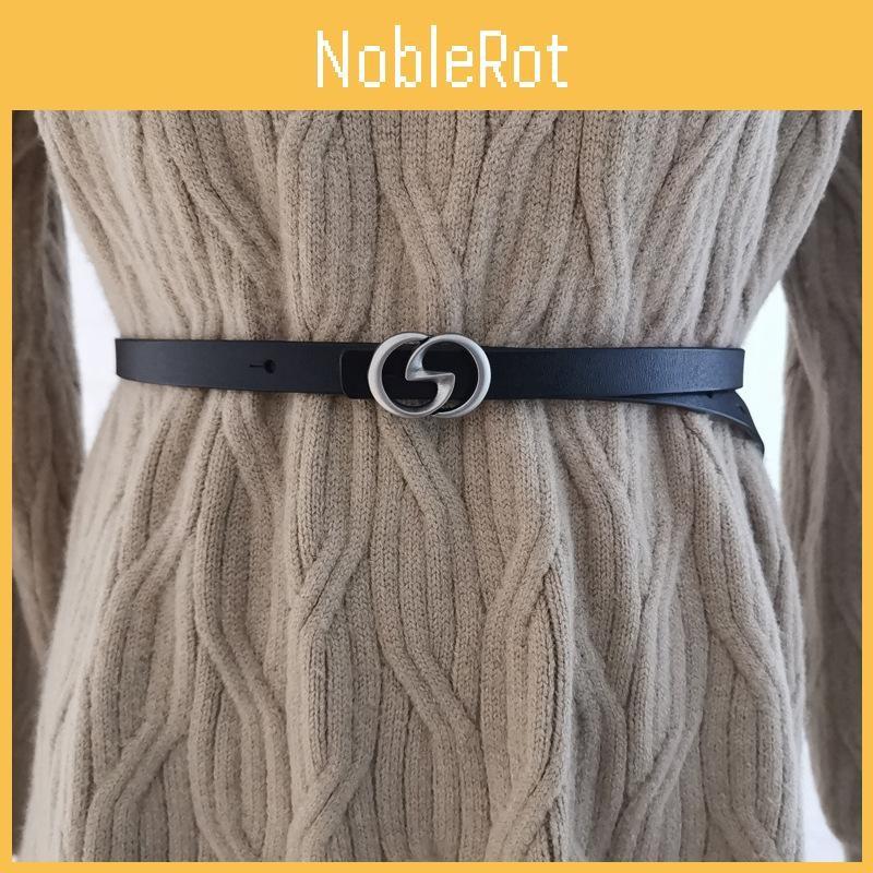 Modern Women Cowhide Belt Slim Leather Waist Belt Snap Closure Daily Outfits