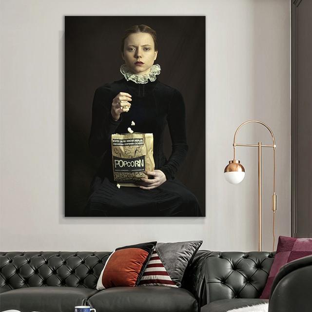 

Европейский французский стиль Попкорн Девушка Плакаты и принты Винтажный портрет Настенное искусство HD Картины Холст Картина Гостиная Домашний декор 40x50cm No Framed