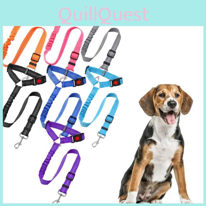 Adjustable Non Stretch Pet Dog Car Restraint Harness With Reliable Fabric And Safe Loop For Back Seat
