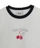 Emelbi Women'S Summer Fruit Ringer Slim Semi-Crop Short Sleeve T-Shirt Ny (White)