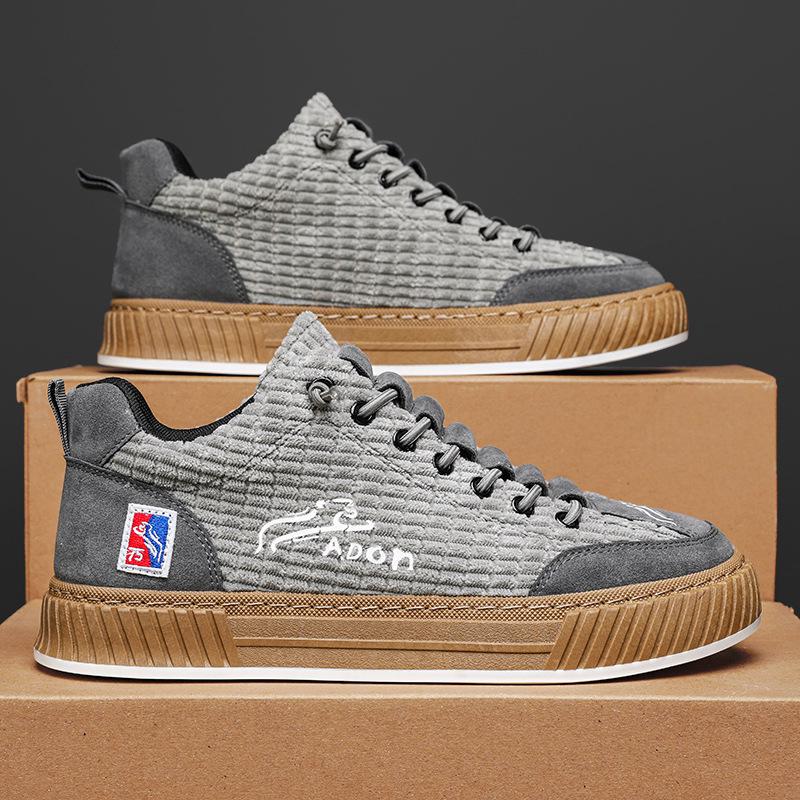 

Мужские вельветовые слипоны для спорта - Универсальные, с мягкой подошвой, модный холст высокого класса. 39 серый