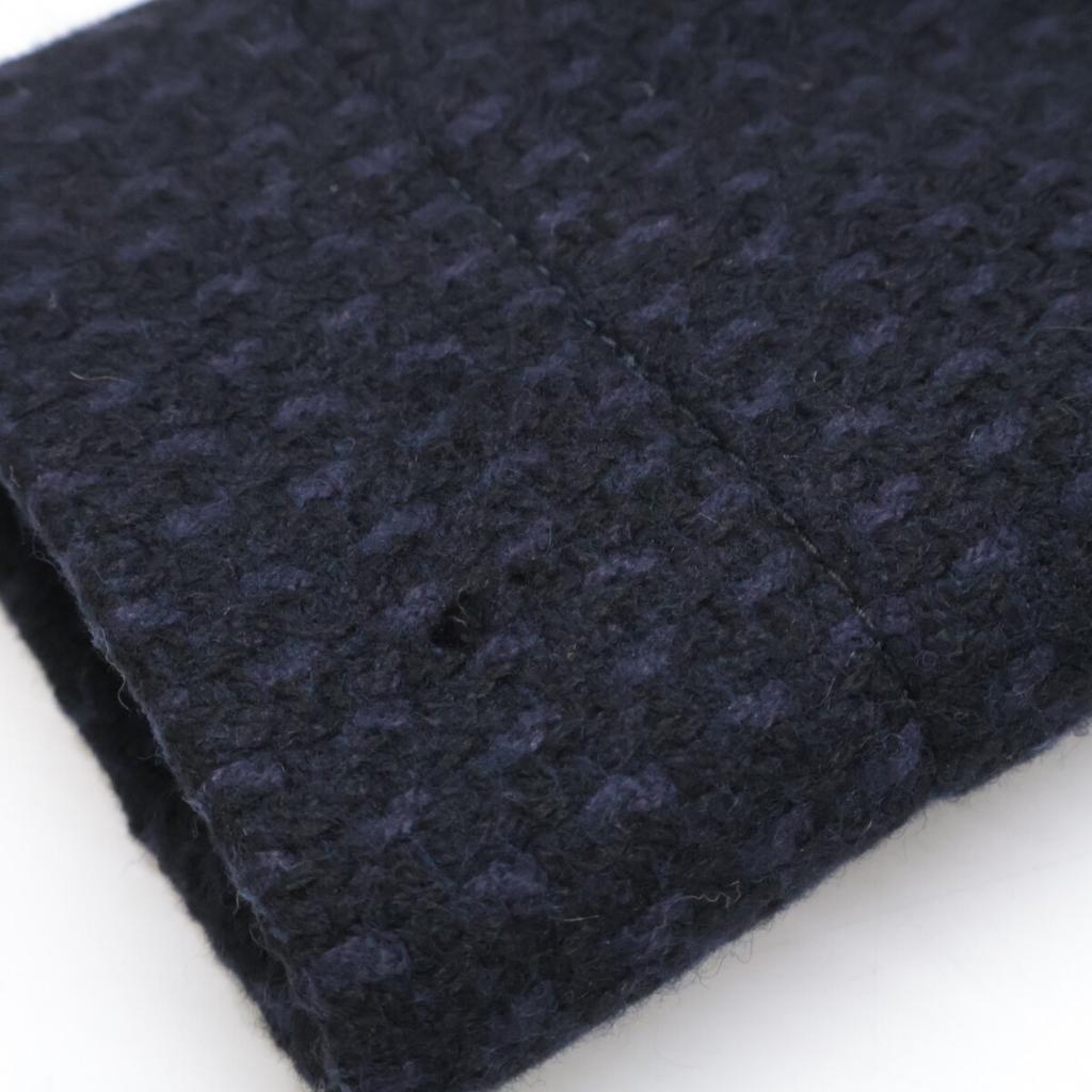 CHANEL Domestic genuine P49855V32761 Lion Button Angora Blend Wool Silk coat 34 Black x navyUsed