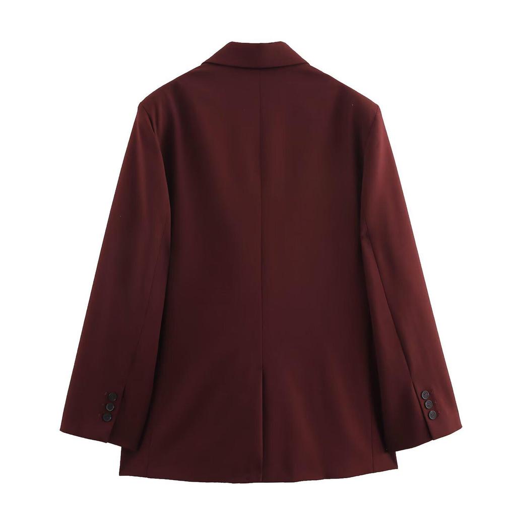 Spring 2025 Women's European & American Style Double-Breasted Loose Blazer Jacket