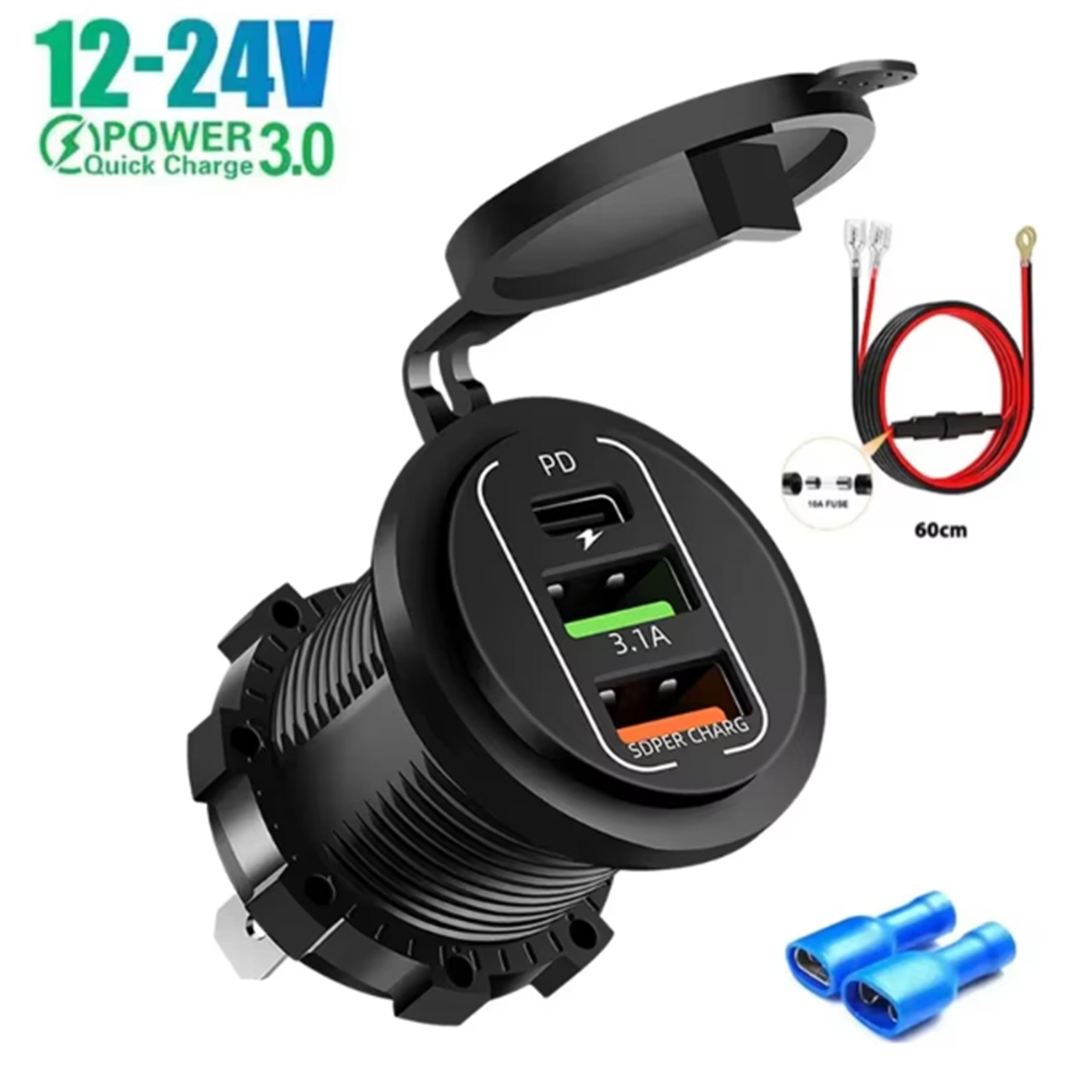 

83W PD30W Fast Charging 22.5W USB Type C 4 Ports Car Charger Socket with Voltmeter Power Outlet Adapter for 12V/24V RV Car Boat серый