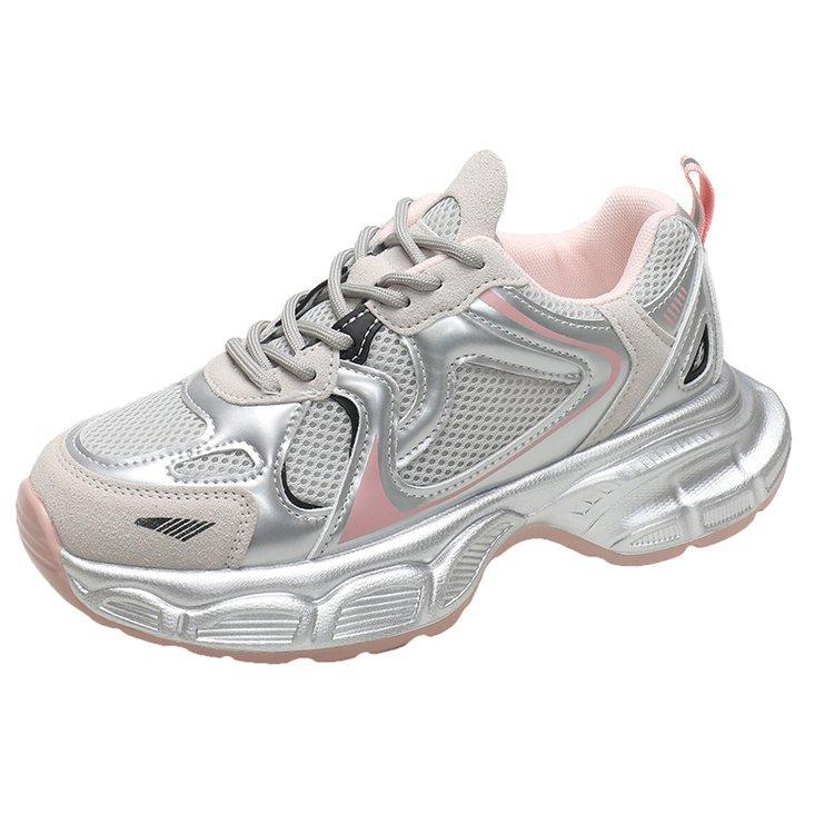 Leather thick-soled heightening dad shoes for women 2025 autumn and winter new Korean version breathable casual versatile sports shoes for women