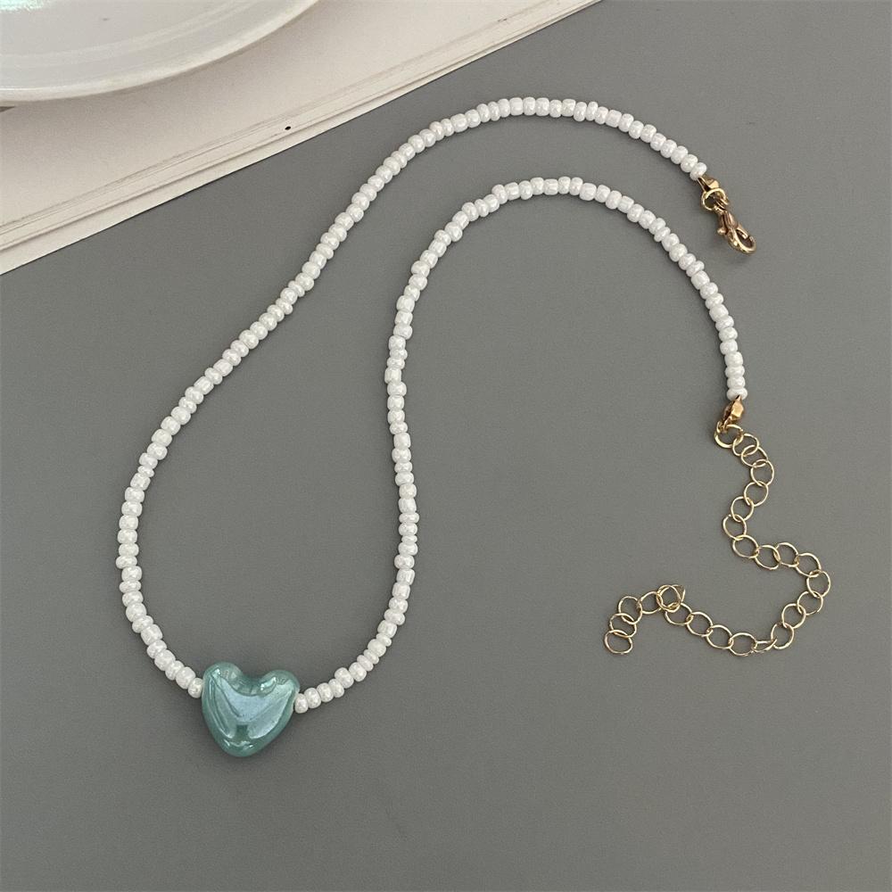Korean Fashion Ceramics Love Heart Choker Necklace for Women Girl Colorful New Fashion Neck Jewelry