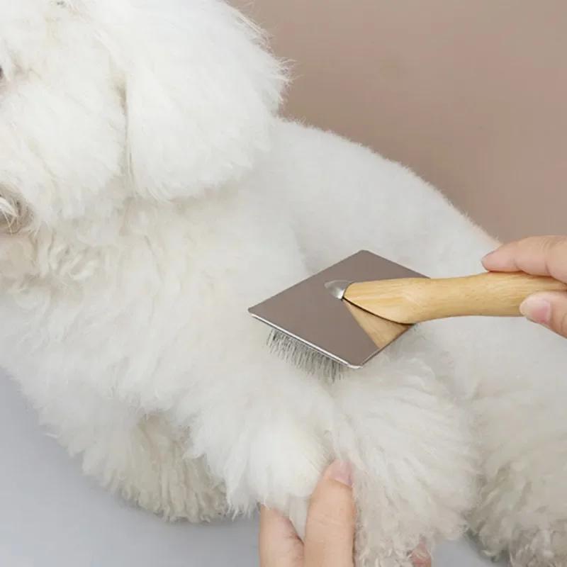 Dog Comb Pet Hair Remover Massage Brush Stainless Steel Pet Combs Solid Wood Dog Brush Pet Grooming for Cats Hair Knot Opening